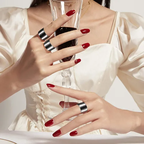 Vista 7 de JOERICA Juego de 3 anillos de banda ajustable para mujeres y hombres, anillos de nudillos planos, lisos, de banda ancha, Cobre, Zirconia cúbica