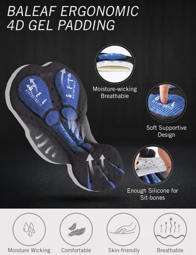 Vista 5 de baleaf Pantalones cortos de ciclismo para hombre, acolchado 4D, ciclismo de carretera, pantalones cortos de bicicleta, bolsillos de gel UPF50+