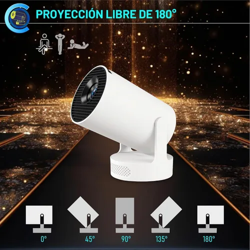 Vista 8 de Mini proyector portátil con alcance ultra corto, WiFi 6 y Bluetooth 5.4, soporte 4K, proyector inteligente Android 11 con más de 4000 aplicaciones