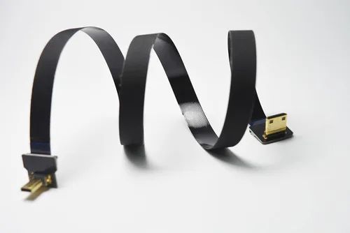 Vista 6 de Permanent Negro 50CM FPV Flat Slim HDMI Cable Micro HDMI Macho 90 grados de ángulo a Mini HDMI macho 90 grados para cardán sin escobillas Handhold