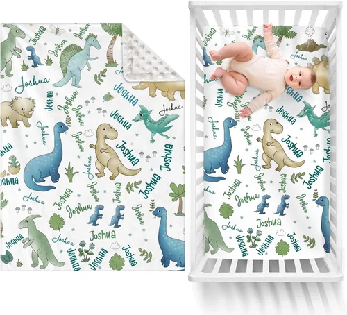 Vista 22 de Manta de bebé de doble capa con nombre personalizado, manta de ropa de cama para niños pequeños con estampado morado personalizado, multiusos