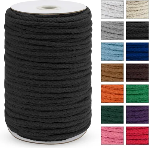 Vista 13 de JeogYong Cuerda trenzada de macramé de 0.197 in x 295 pies, cuerda de algodón trenzada natural de 8 hebras, cuerda de macramé de colores para colgar