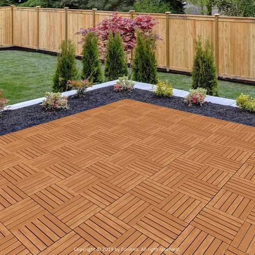 Vista 3 de Furinno FG181034 Tioman - Azulejos de madera para pavimento, natural (paquete de 10)