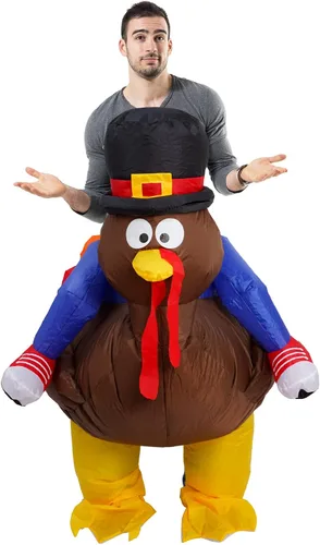 Vista 2 de Disfraces inflables de Halloween, disfraz inflable de pavo, fiesta de Acción de Gracias, divertidos trajes de pavo inflables, disfraces para adultos