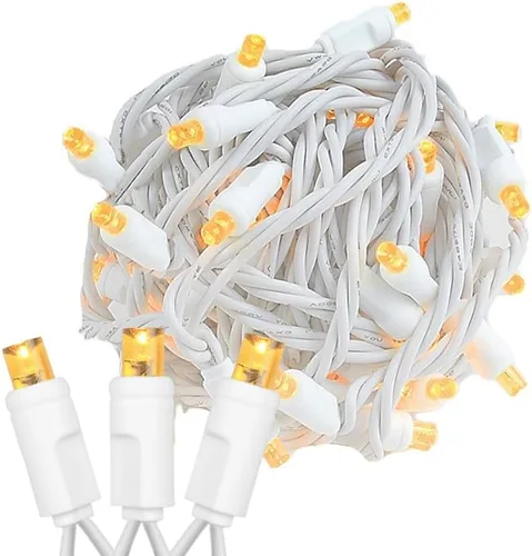 Vista 15 de Novelty Lights Guirnalda de luces de Navidad de 25 pies, 50 bombillas LED rosas en cable blanco, espacio de 6 pulgadas, iluminación conectable
