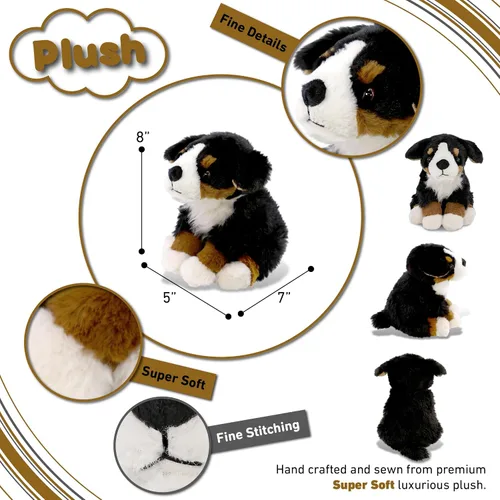 Vista 3 de DolliBu - Peluche de perro de montaña bernés, súper suave, juguete de peluche para mascotas, regalo para niños, adolescentes y adultos, 8 pulgadas