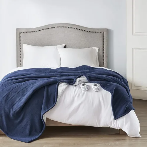 Vista 13 de Serta - Manta de vellón sherpa reversible, ultrasuave y tejida, manta térmica, manta eléctrica; cómoda, agradable y abriga y protege del frío