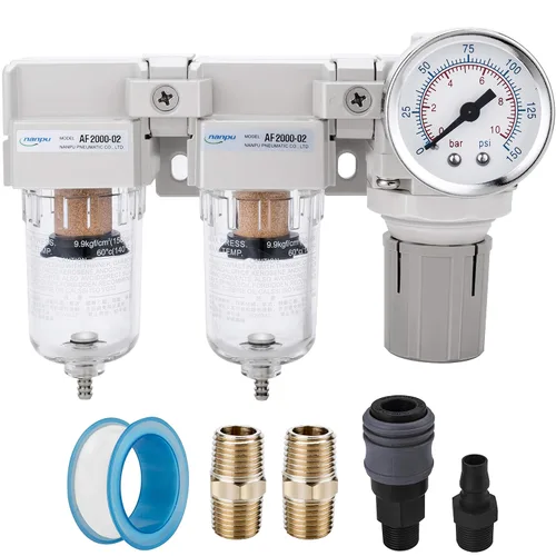 Vista 11 de Sistema de secado de aire NANPU NPT de 1", filtros de aire dobles y regulador de presión