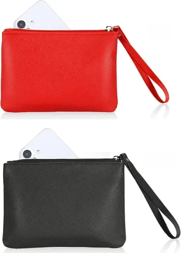 Vista 12 de Paquete de 2 pequeñas bolsas de maquillaje con cremallera para bolso, lápiz labial, organizador de maquillaje de viaje para mujeres, productos Negro