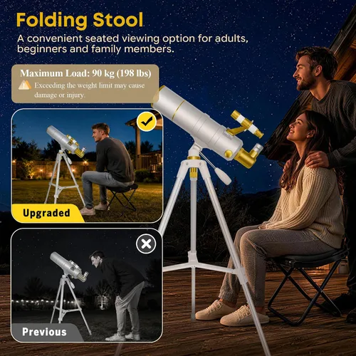 Vista 8 de UncleHu 90mm Aperture 600mm Telescope for Adults Astronomy &Kids with Stool