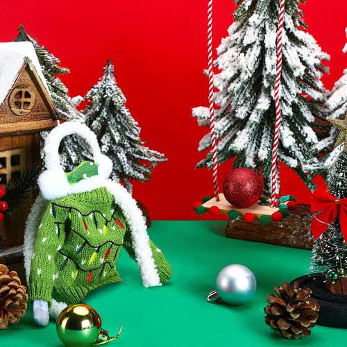 Vista 7 de Aoriher Juego de 9 accesorios de muñeca de Navidad que incluye saco de dormir, albornoz, máscara, orejeras, bufanda, gafas, hamaca, suéter (bombilla)