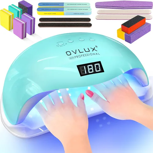 Vista 8 de OVLUX - Lámpara de uñas LED UV de 180 W profesional - Secador de uñas de gel rápido con 57 LED, cuenta regresiva LCD, sensor automático y modo