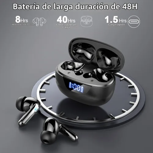 Vista 4 de Auriculares inalámbricos, auriculares Bluetooth 5.4, micrófono con cancelación de ruido ENC con graves estéreo, auriculares de reproducción de 40