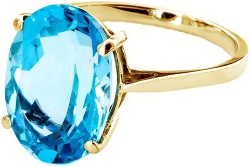 Vista 3 de Galaxy Gold GG Anillo de oro amarillo sólido pulido de 14 k 8 quilates topacio azul ovalado natural