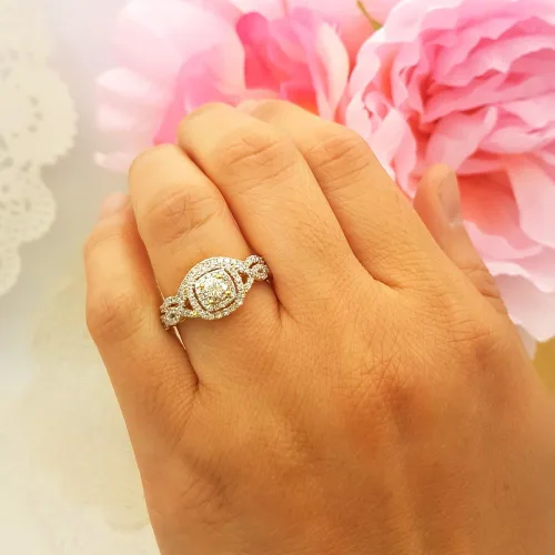 Vista 7 de Dazzlingrock Collection Round White Diamond Criss Cross Style with Matching Band Engagement Ring Set for Women (1.00 ctw, Color H-I, Clarity SI2) in