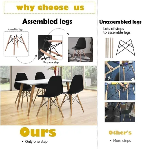 Vista 8 de GOFLAME DSW - Sillas de comedor, sillas de plástico con patas de madera, sillas sin brazos de estilo moderno para sala de estar, cocina, dormitorio