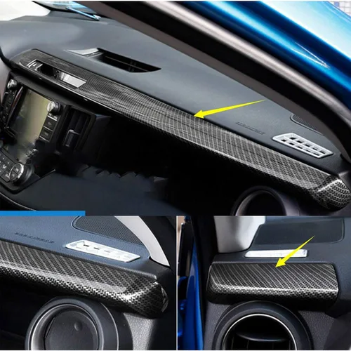Vista 5 de x xotic tech 2 unids ABS fibra de carbono tablero consola panel cubierta Trim decoración para Toyota RAV4 2016-2018