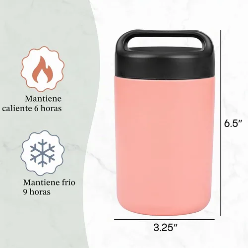 Vista 4 de Goodful Tarro de comida de acero inoxidable, recipiente de almacenamiento de alimentos aislado con sello al vacío de doble pared con asa de Rubor