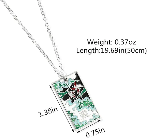 Vista 4 de Collar con colgante de esmalte de Tanjiro, disfraz de personaje, inspiración, cosplay, Kimetsu Hanafuda, collares, regalos de joyería para mujeres