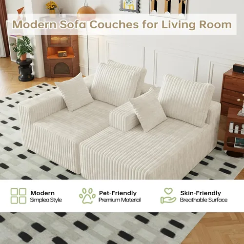 Vista 4 de 94" Cloud Sectional Couches for Living Room, Modular Sectional Sofa with Deep Seat,No Assembly Required with Throw Pillows,Flannel Fabric, for