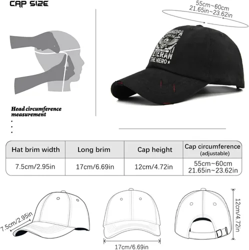 Vista 4 de Grandpa The Mans The Myth with The Veterans The Hero Hats Womens Hat AllBlack Trucker Hats Gifts for Son Hiking Cap