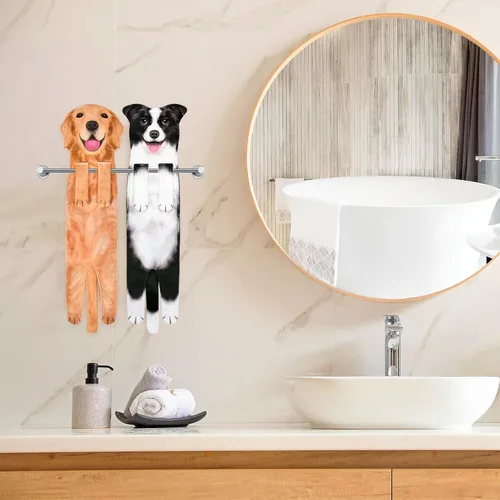 Vista 5 de AGRIMONY Border Collie - Divertidas toallas de mano para cocina, baño, perro, mamá, papá, regalos para mujeres, hombres, adolescentes, niños