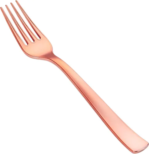 Vista 11 de YOUBET 50 tenedores de plástico dorado – Tenedores de plástico resistentes – cubiertos desechables dorados sólidos y duraderos para fiestas, picnic