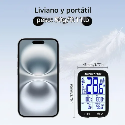 Vista 3 de GPS Bike Computer, 2.4" Screen, Altitude, Gradient, IPX7, 28H Negro-a