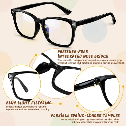 Vista 7 de Gafas de luz azul para niños antirreflejos y filtro UV 3 Pack Mix Color-2 (Edad 6-9)