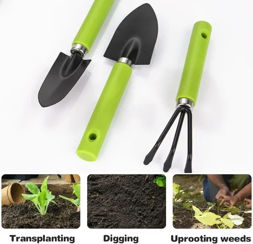 Vista 2 de Garden Tools - Juego de herramientas de plantación de 3 piezas con mango de plástico, herramientas de mano de jardinería ligeras y duraderas