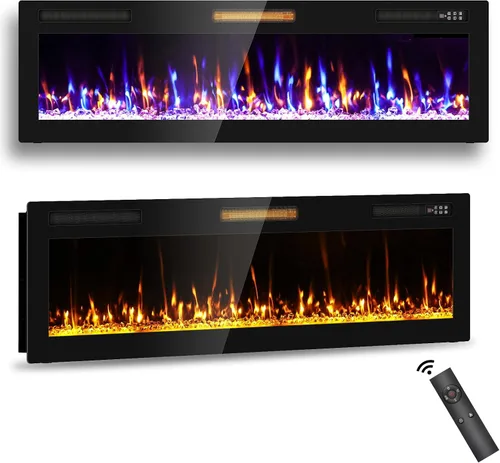 Vista 10 de Chimenea eléctrica ultrafina de 40 pulgadas montada en la pared, inserto de chimenea delgado, chimenea de pared para sala de estar/dormitorio