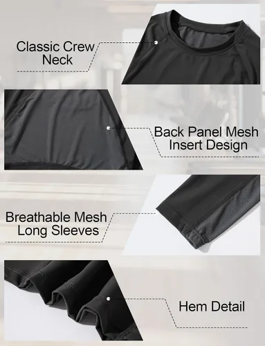Vista 4 de SEAUR Compression Shirts for Men Long Sleeve Workout T-Shirts Quick Dry Running Base Layer Undershirt