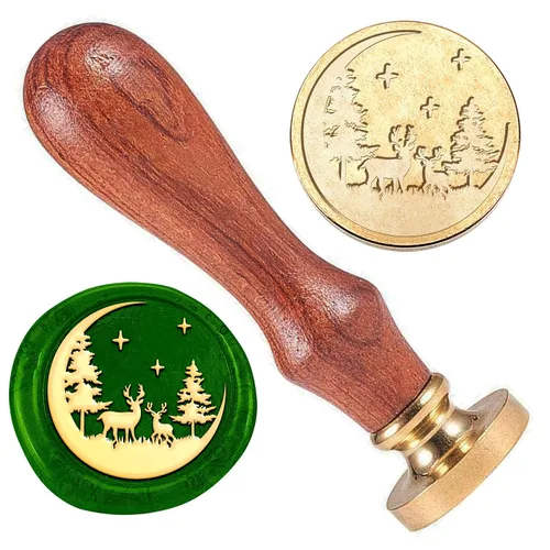 Vista 9 de Holly Branches - Sello de cera de verano en relieve, extraíble de 1 pulgada, cabeza de sello de cera de latón con mango de madera, sobres de Ramas