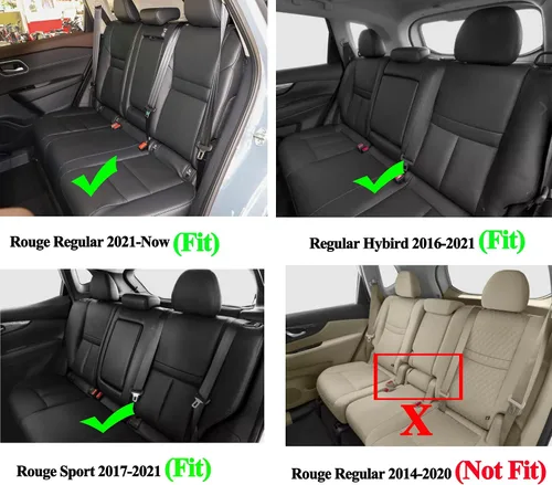 Vista 7 de Rogue x-trail - Fundas de asiento de coche compatibles con Nissan Rouge Regular 5 plazas 2014-2022 (negro)