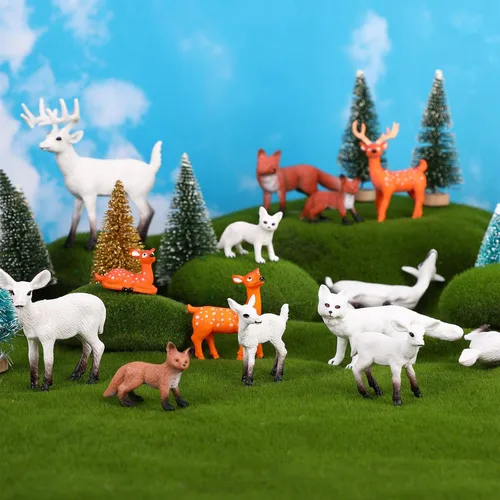 Vista 3 de Shappy 38 figuras de animales del bosque salvaje, figuras de criaturas del bosque, figuras de plástico realistas de animales del bosque