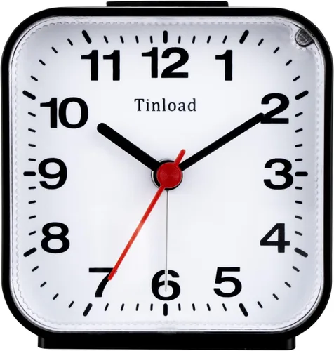Vista 11 de Tinload Reloj despertador analógico de viaje con batería pequeño, silencioso, sin tictac, suave despertador, sonidos de pitido ascendente, Negro