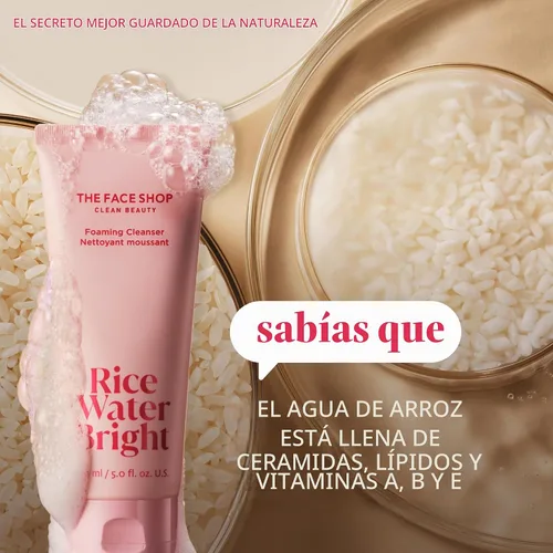 Vista 6 de Espuma Limpiadora Brillante de agua de arroz de The Face Shop, 5 Onzas