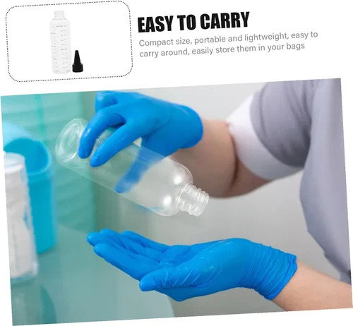 Vista 9 de SOLUSTRE Botella dispensadora transparente con báscula, 10 recipientes de plástico para líquidos con tapa, botellas de goteo, botellas de goteo