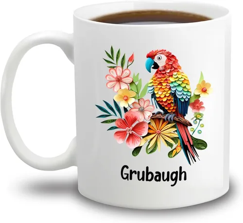 Vista 27 de Taza de café blanca personalizada con nombre de amante de escarabajos, taza de café personalizada de origami de 11 15 onzas, taza de café floral
