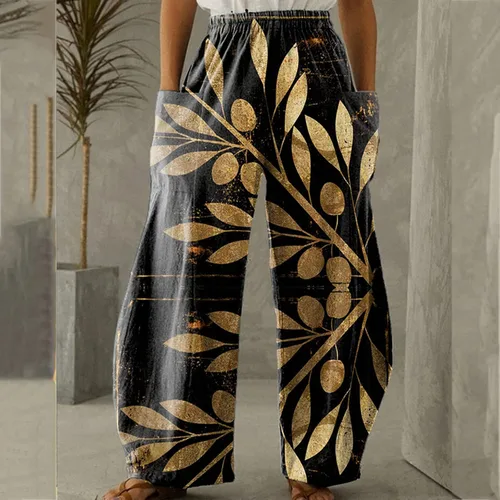 Vista 2 de Zainafacai Pantalones para mujer de talla grande mezcla de lino con cordón pierna ancha pantalones de entrenamiento con bolsillos pantalones
