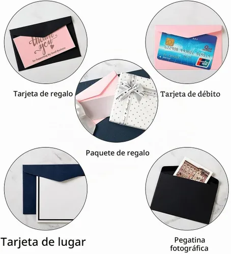 Vista 6 de Paquete de 120 mini sobres negros de papel kraft de 4.13 x 2.76 pulgadas