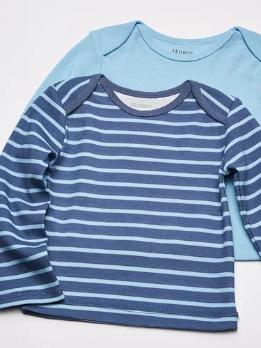 Vista 2 de Hanes Baby Long-Sleeve Undershirt, Flexy Soft Knit Expandable Shoulder Pullover for Babies & Toddlers, 4-Pack