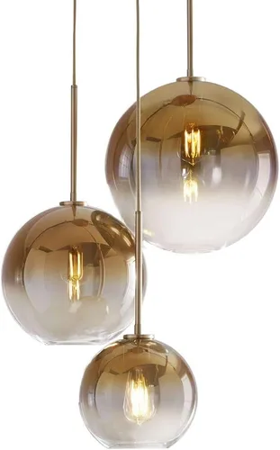 Vista 3 de Lámpara colgante de vidrio de color gradiente, lámpara colgante moderna de vidrio (Oro, 20 cm)