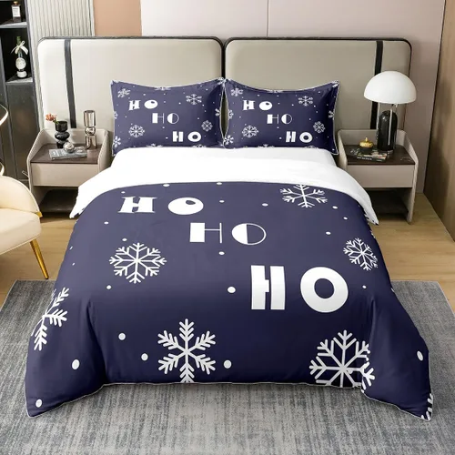 Vista 18 de Funda de edredón de árbol de Navidad 100% algodón natural, juego de ropa de cama de copos de nieve de Navidad para niños y niñas, funda de edredón