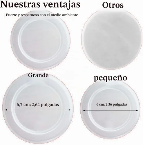 Vista 3 de 15 tapas para tarros de yogur, plástico transparente, reutilizables, polipropileno sin BPA, parte superior de rosca, transparentes, redondas, aptas