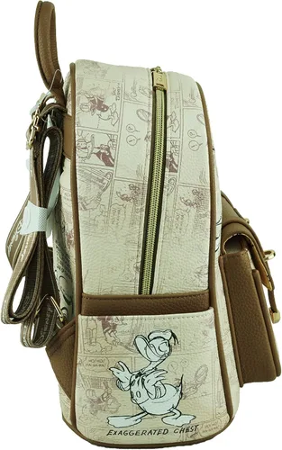 Vista 3 de Wondapop Disney Donald Duck - Mini mochila de piel vegana de 11 pulgadas, Beige, Donald