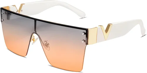 Vista 13 de Allarallvr Gafas de sol cuadradas de gran tamaño para mujeres hombres vintage de moda clásica gafas de sol de sol para mujer AR82087