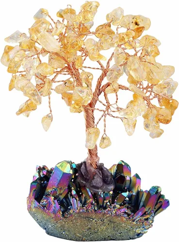 Vista 12 de Mookaitedecor - Árbol de cristal con base de cuarzo, bonsái para la riqueza y buena suerte Árbol bonsái, árbol de dinero para la suerte