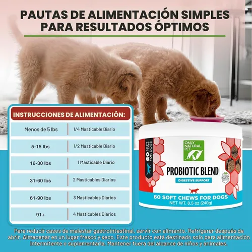 Vista 6 de Only Natural Pet Suplemento probiótico para perros y gatos, fórmula enzimática para la salud digestiva y intestinal, masticables digestivos