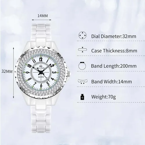 Vista 5 de RORIOS Relojes de diamantes para mujer, con correa de cerámica, analógico de cuarzo, impermeables, para mujeres y niñas
